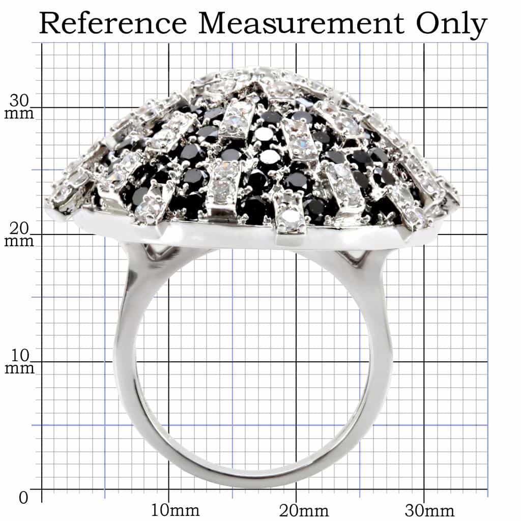 Brass Black White CZ Dome Ring view 3