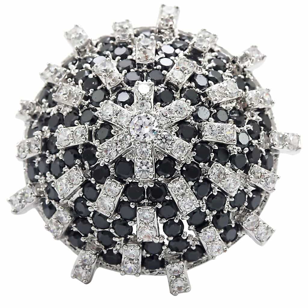 Brass Black White CZ Dome Ring view 5