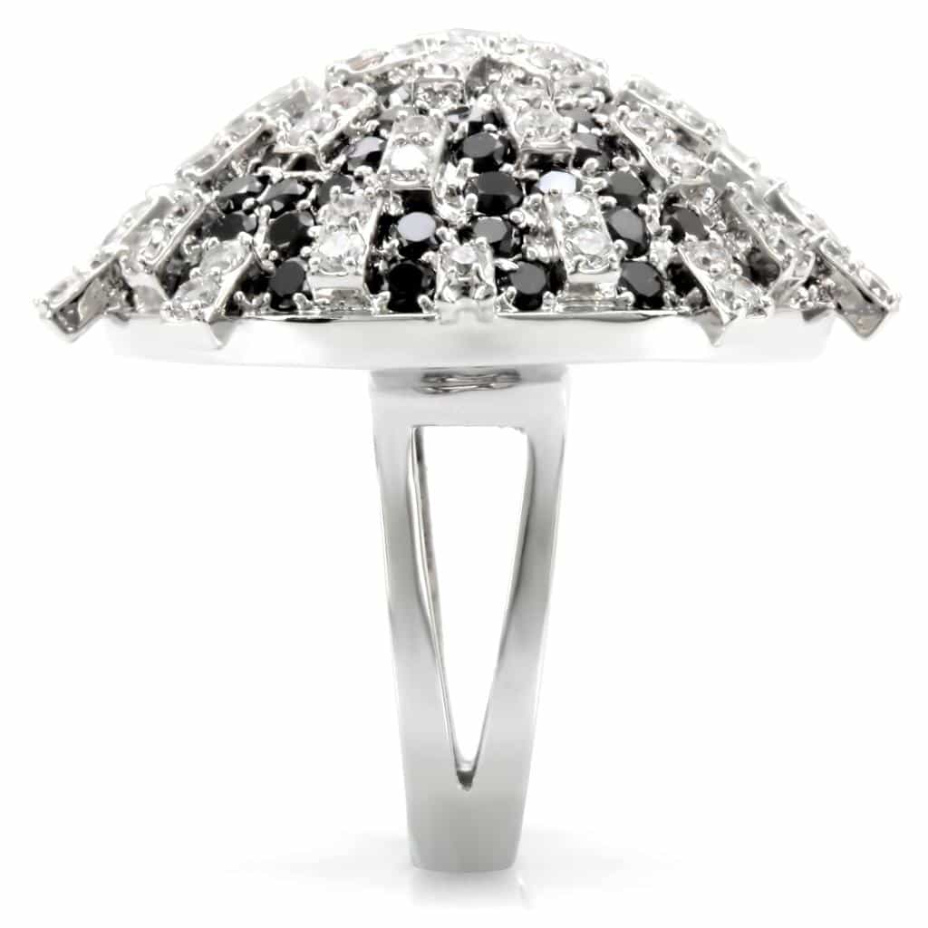 Brass Black White CZ Dome Ring view 9