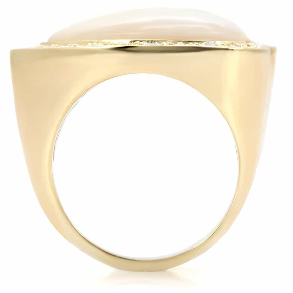 Brass Gold Pearl Heart Ring view 7