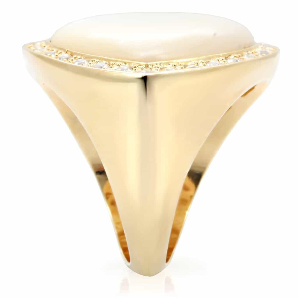 Brass Gold Pearl Heart Ring view 9