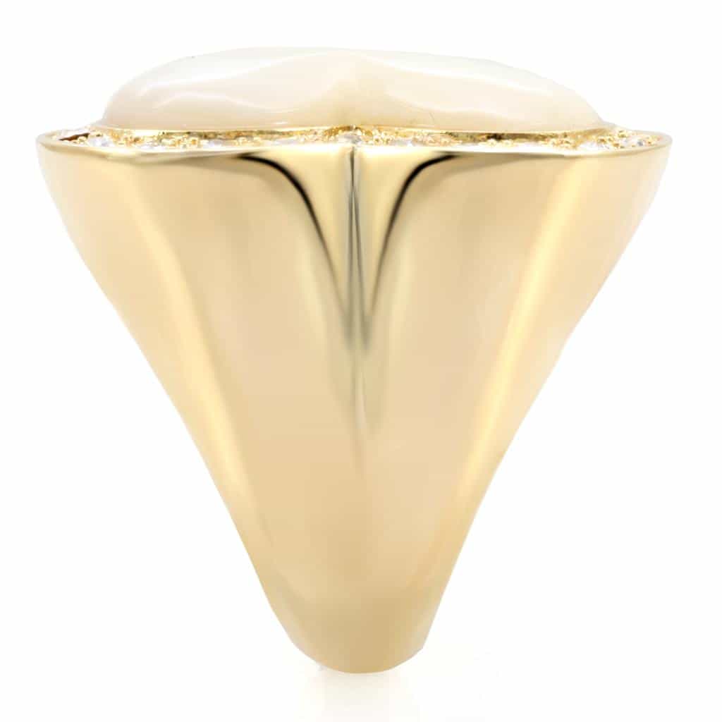 Brass Gold Pearl Heart Ring view 11