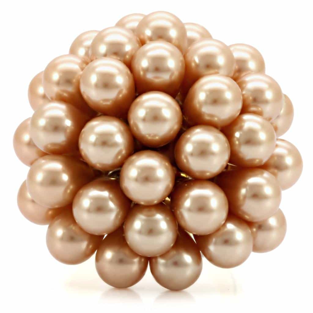Brass Gold Pearl Cluster Ball Ring view 5
