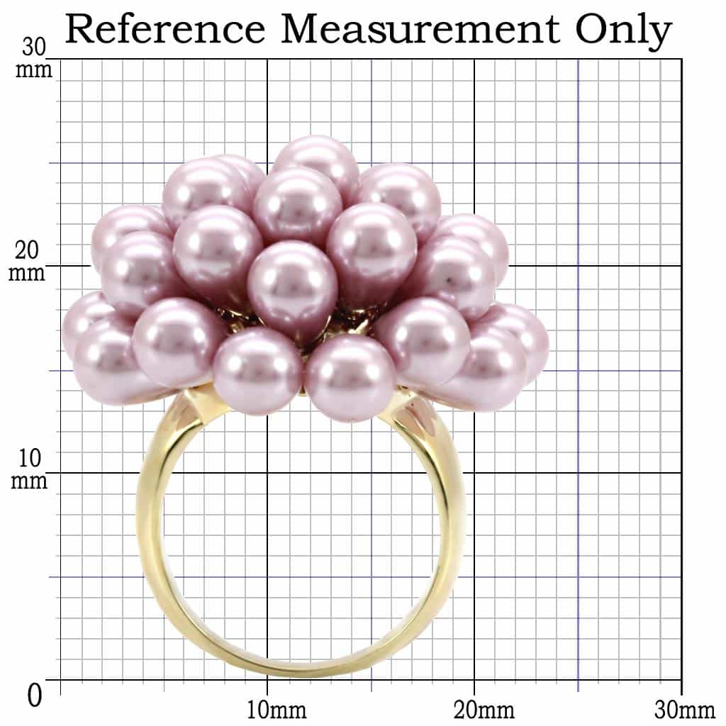 Brass Pink Pearl Cluster Ball Ring view 3