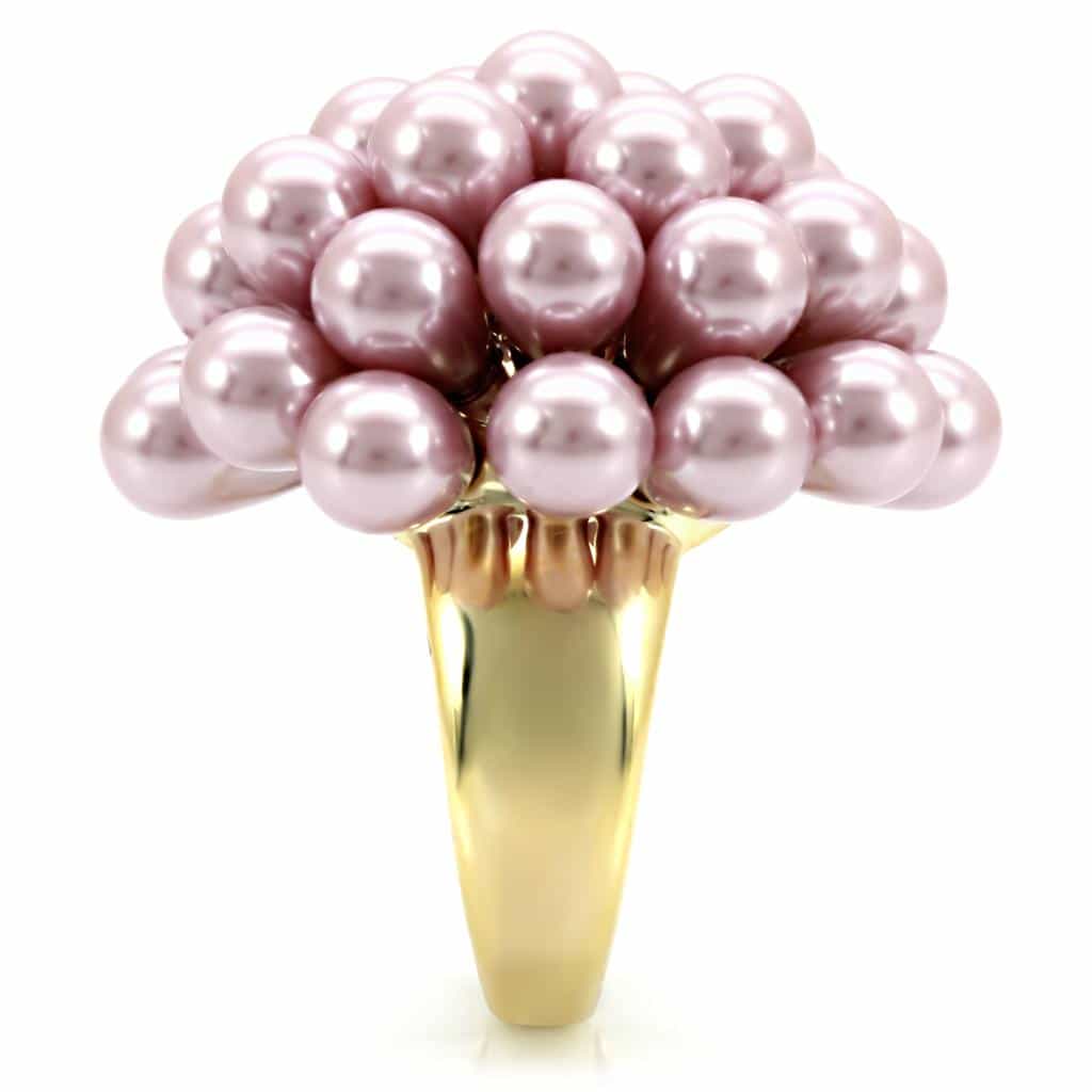 Brass Pink Pearl Cluster Ball Ring view 9