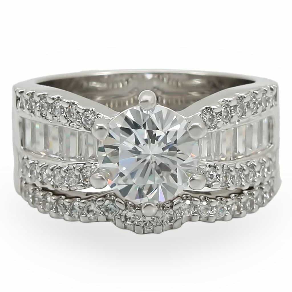 Brass CZ Baguette Bridal Set Ring view 5