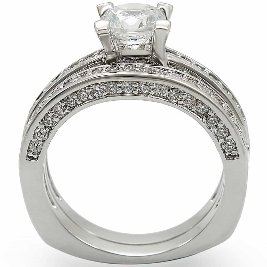 Brass CZ Pavé Double Band Set Ring view 7