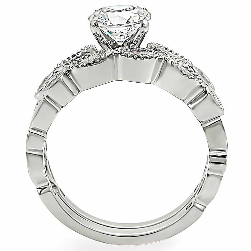 Brass CZ Bezel Floral Vine Ring view 7