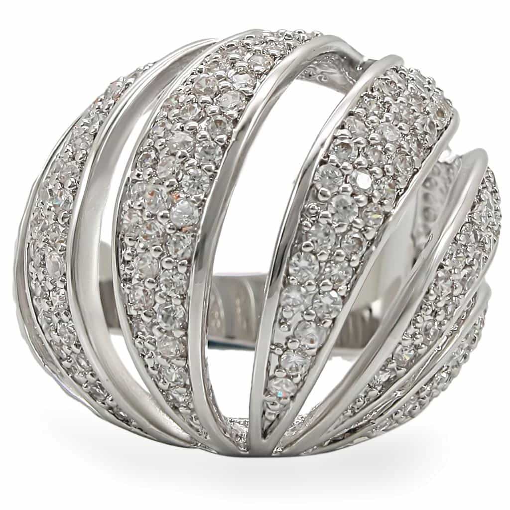 Brass CZ Pavé Shell Fan Dome Ring view 5