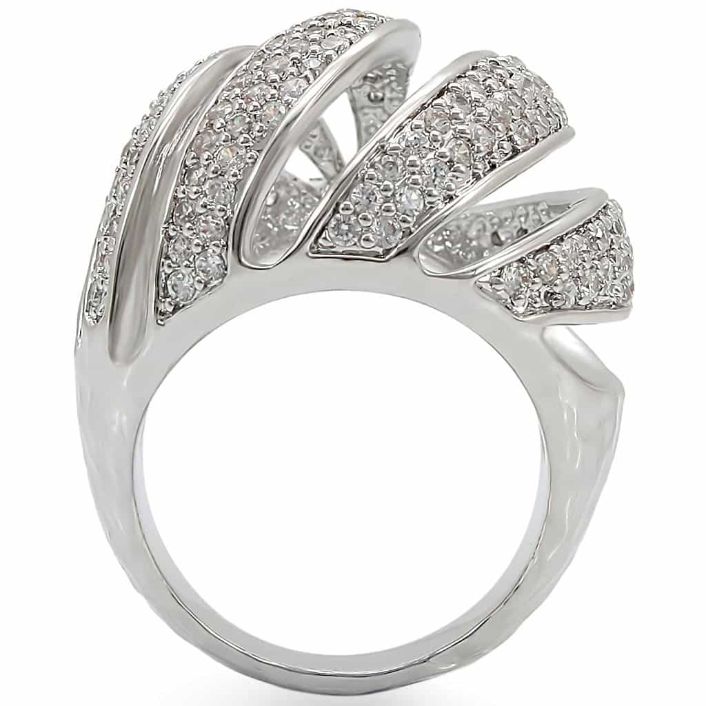 Brass CZ Pavé Shell Fan Dome Ring view 9