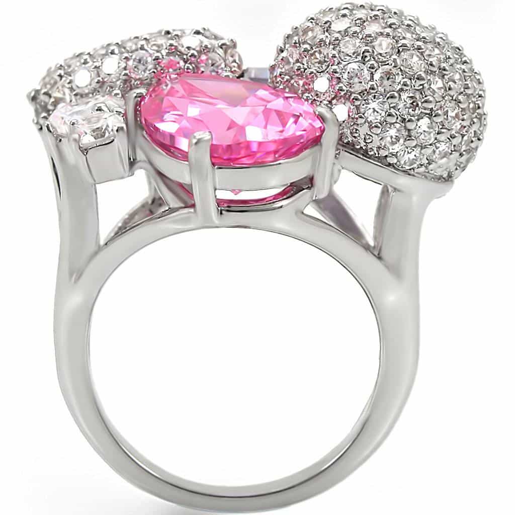 Brass Pink Lavender CZ Multi-Stone Cocktail Ring view 7
