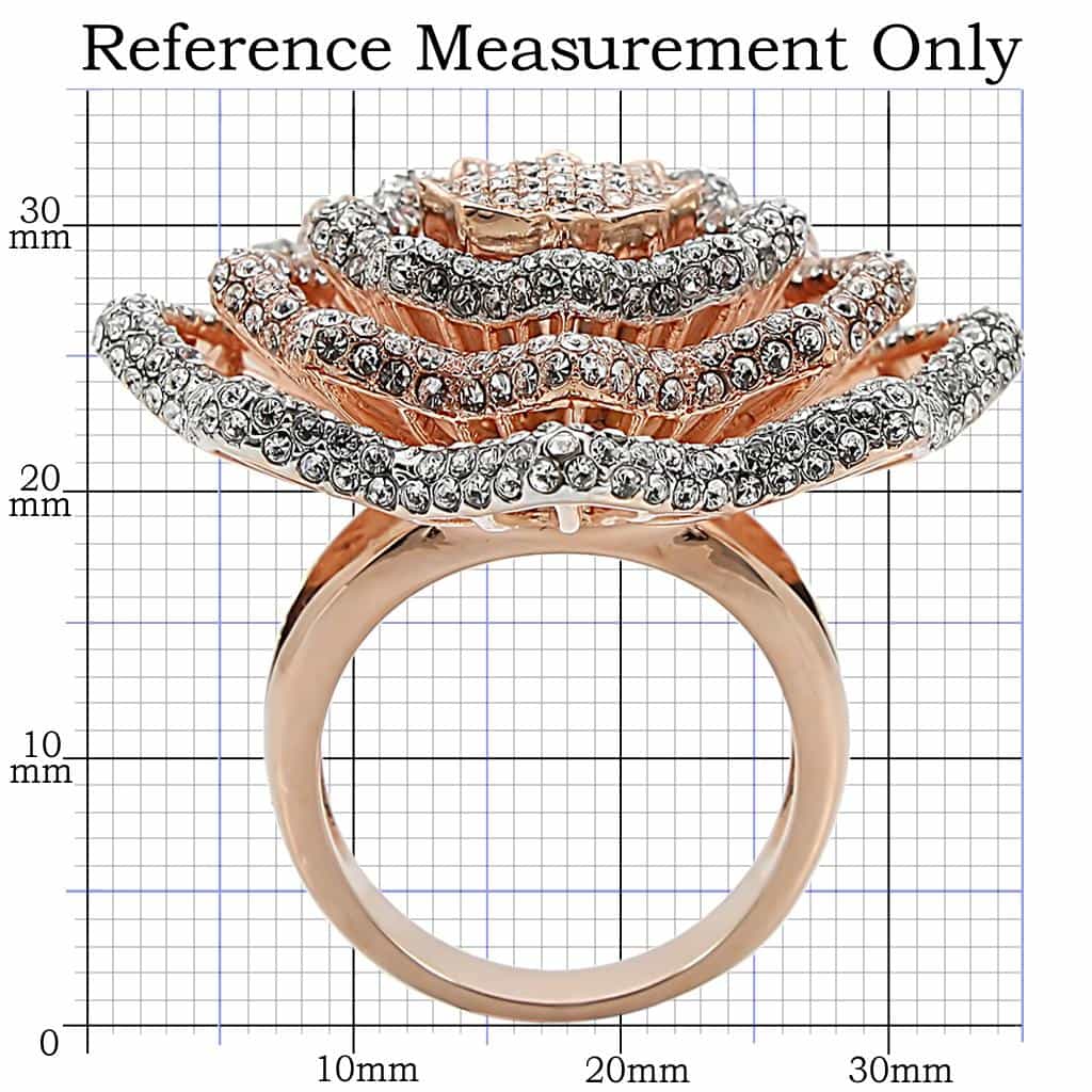 Brass Rose Gold CZ Layered Star Cocktail Ring view 3