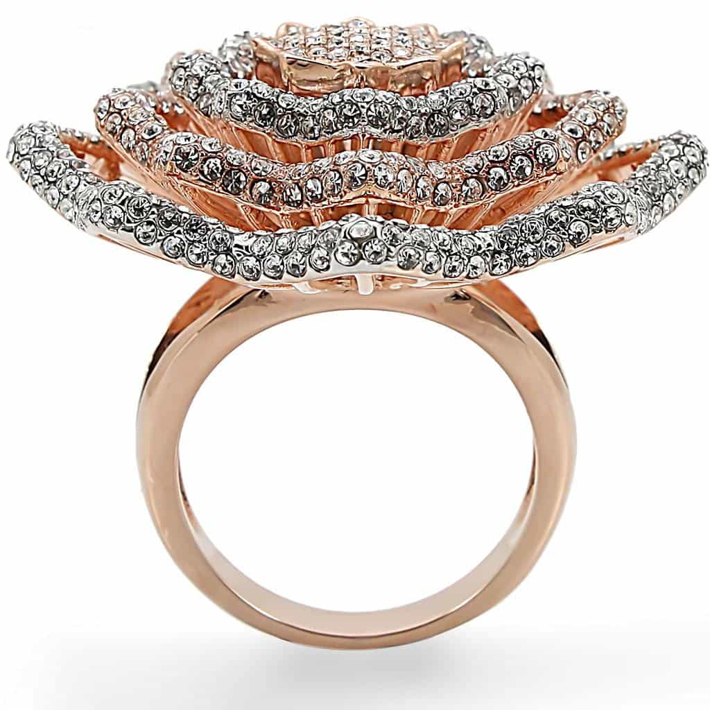 Brass Rose Gold CZ Layered Star Cocktail Ring view 7