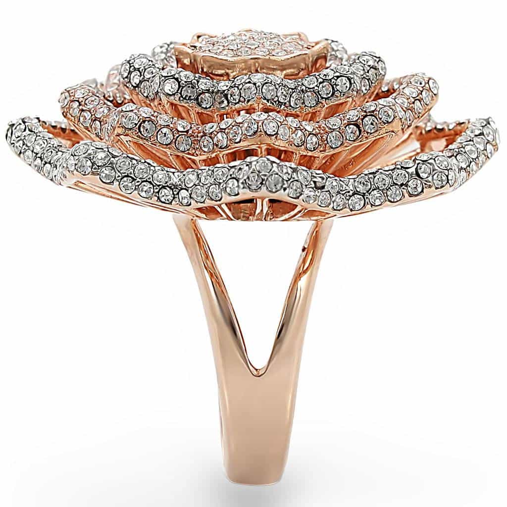Brass Rose Gold CZ Layered Star Cocktail Ring view 9