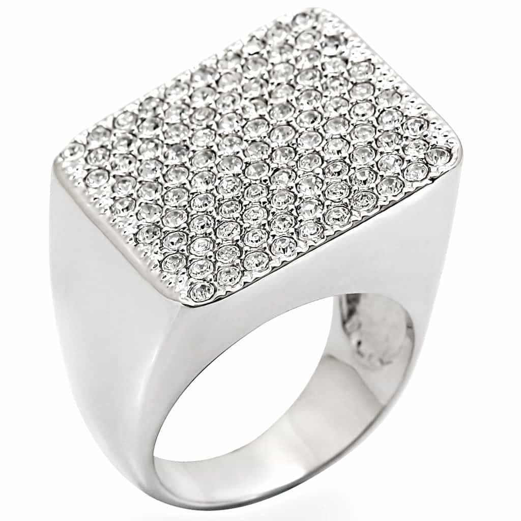 Brass Square Pavé Cushion Ring view 1