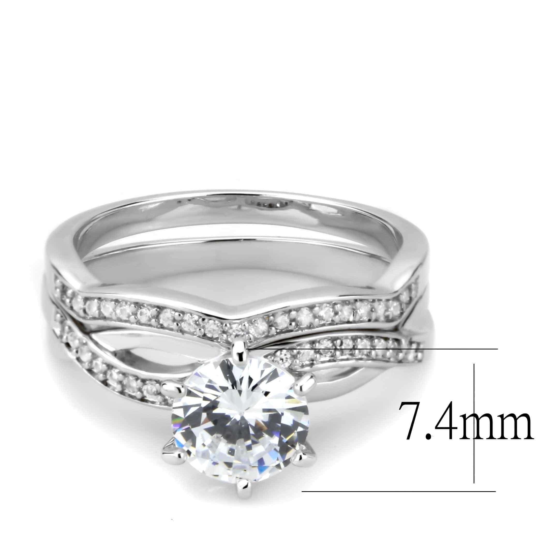 Brass CZ Round Solitaire Double Pavé Band Ring view 3
