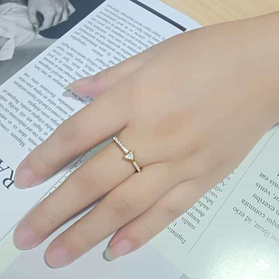 Brass Gold CZ Triangle Pavé Ring view 13
