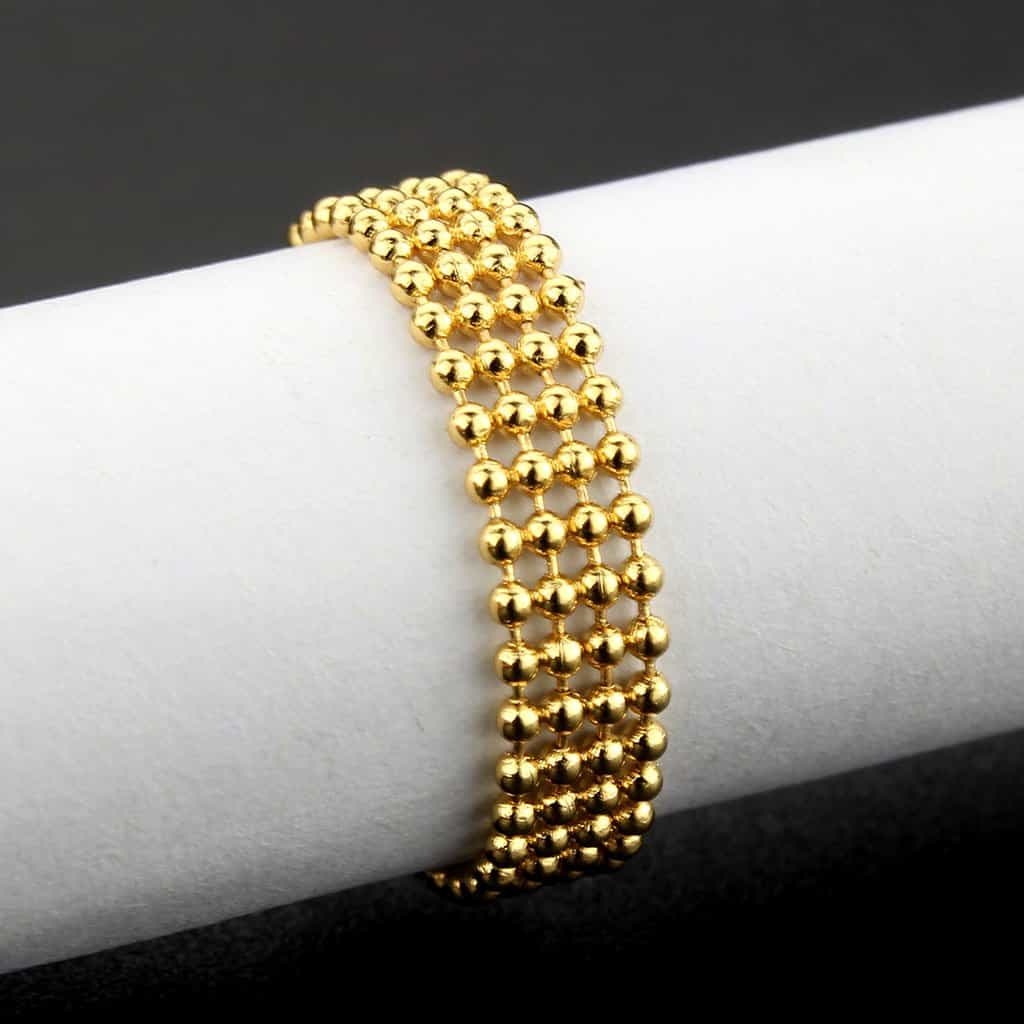 Brass Gold Ball Bead Multi-Strand Stretch Ring view 1