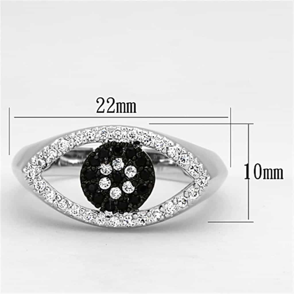 Brass Black CZ Evil Eye Signet Ring view 3