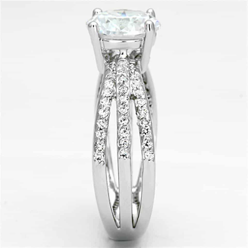 Brass CZ Round Solitaire Pave Split Shank Ring 3W478 view 7