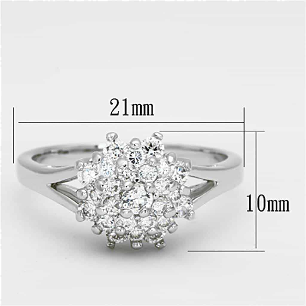 Brass CZ Round Cluster Flower Cocktail Ring view 3