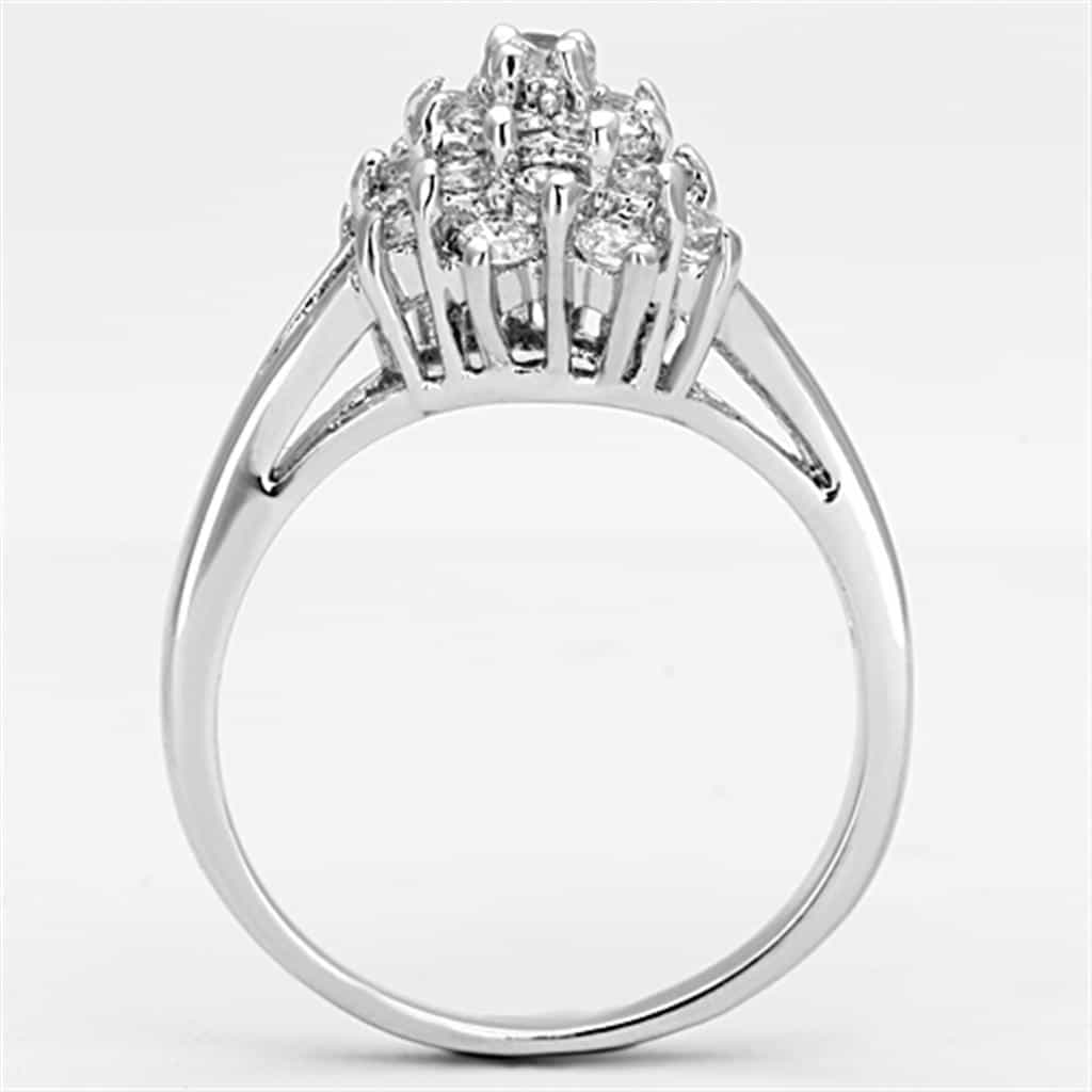 Brass CZ Round Cluster Flower Cocktail Ring view 5