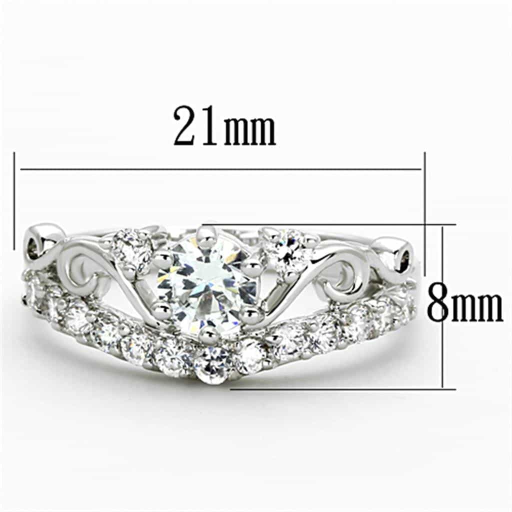 Brass CZ Scroll Crown Bridal Solitaire Ring view 3
