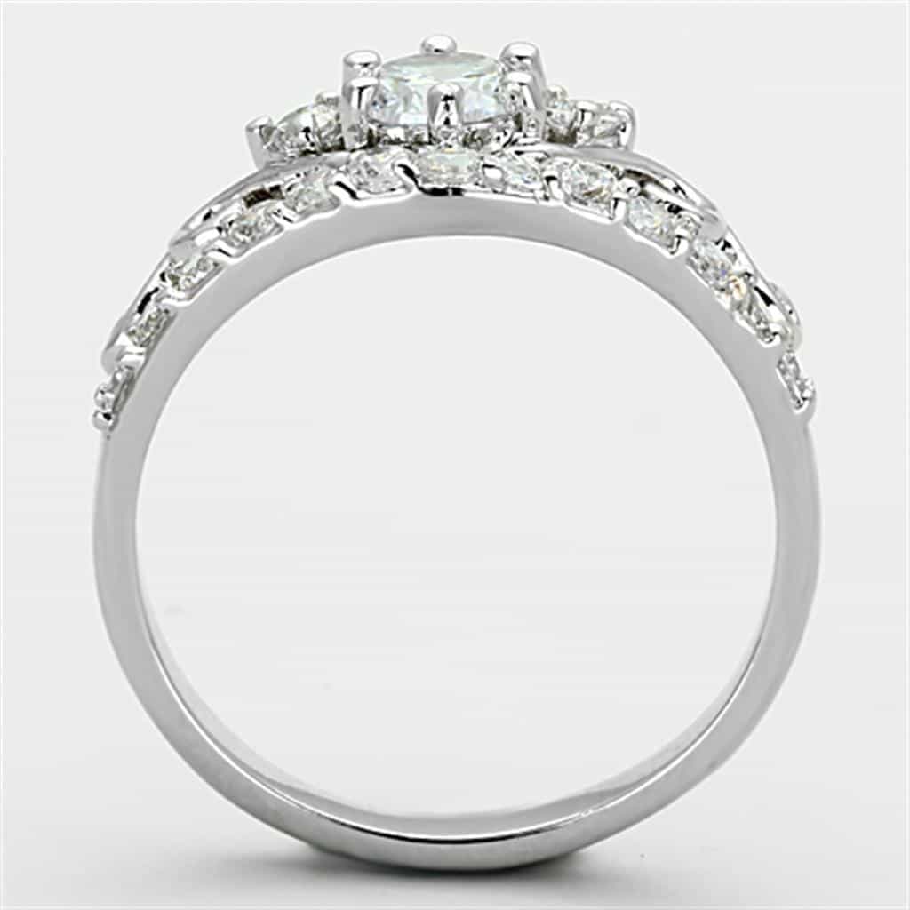 Brass CZ Scroll Crown Bridal Solitaire Ring view 5