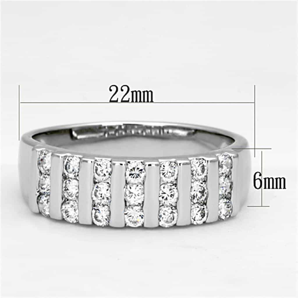 Brass CZ Baguette Channel Stripe Wide Band Ring view 3