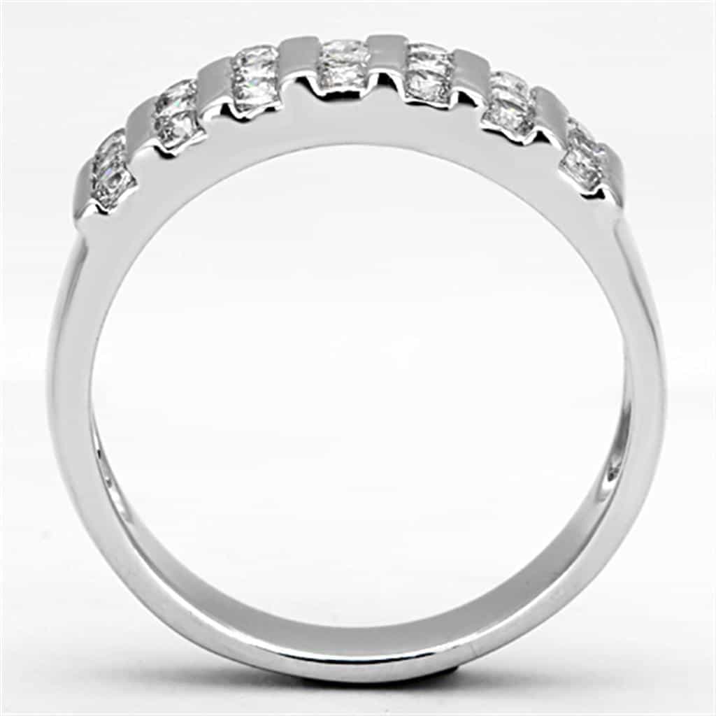 Brass CZ Baguette Channel Stripe Wide Band Ring view 5