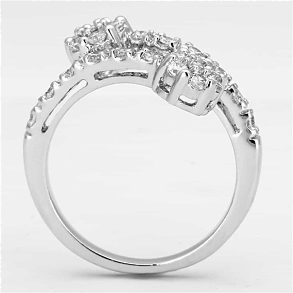 Brass CZ Pave Double Row X Crossover Ring view 5