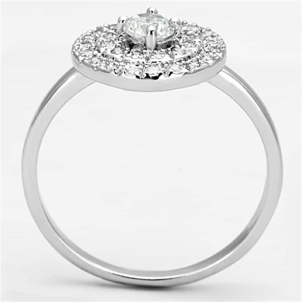 Brass CZ Round Double Halo Solitaire Ring view 5