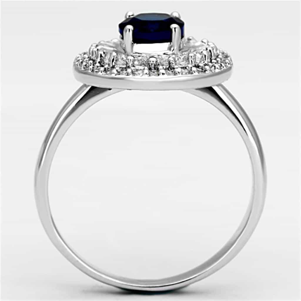 Brass Sapphire CZ Oval Baguette Halo Ring view 5