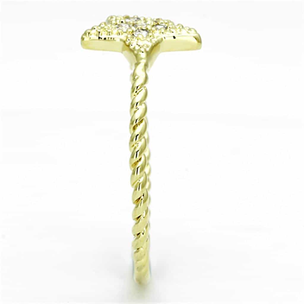 Brass Gold CZ Star Rope Twist Stackable Ring view 7