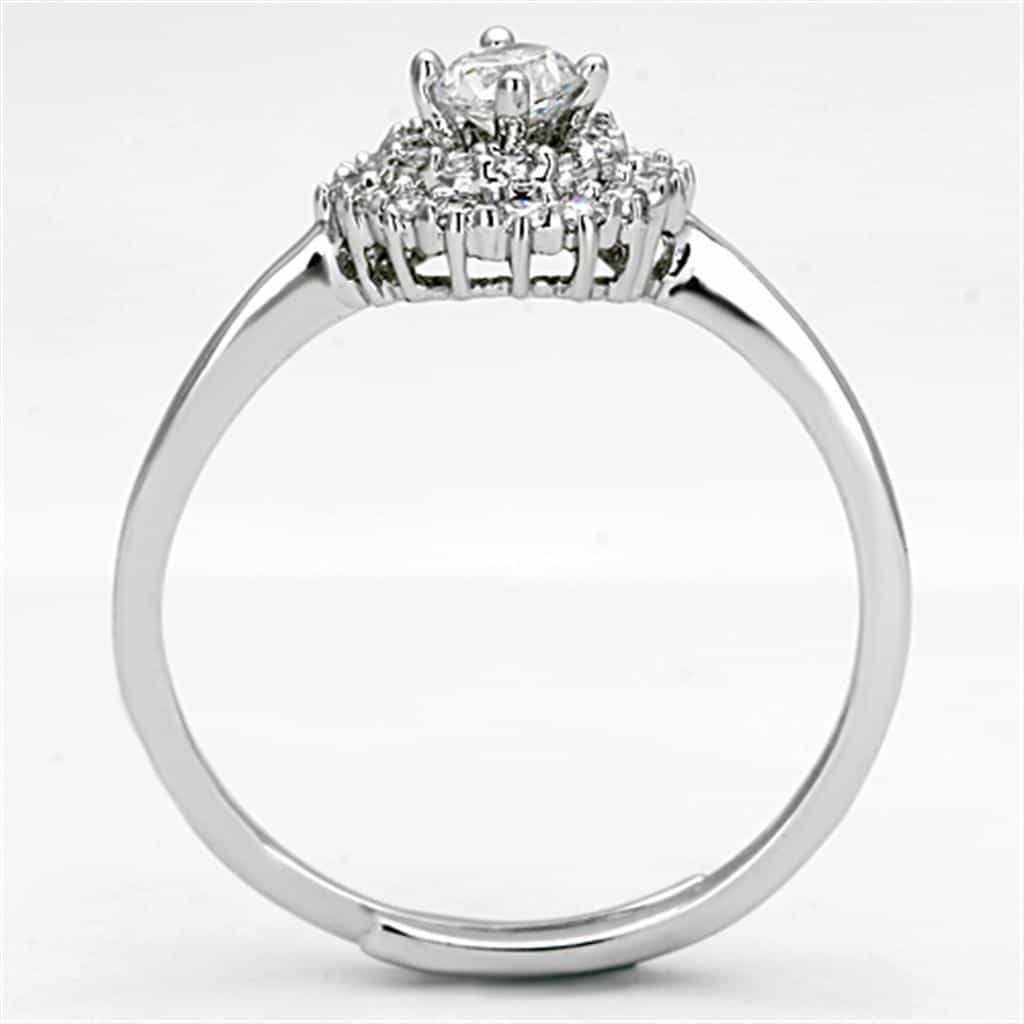 Brass CZ Round Halo Open Adjustable Ring view 5