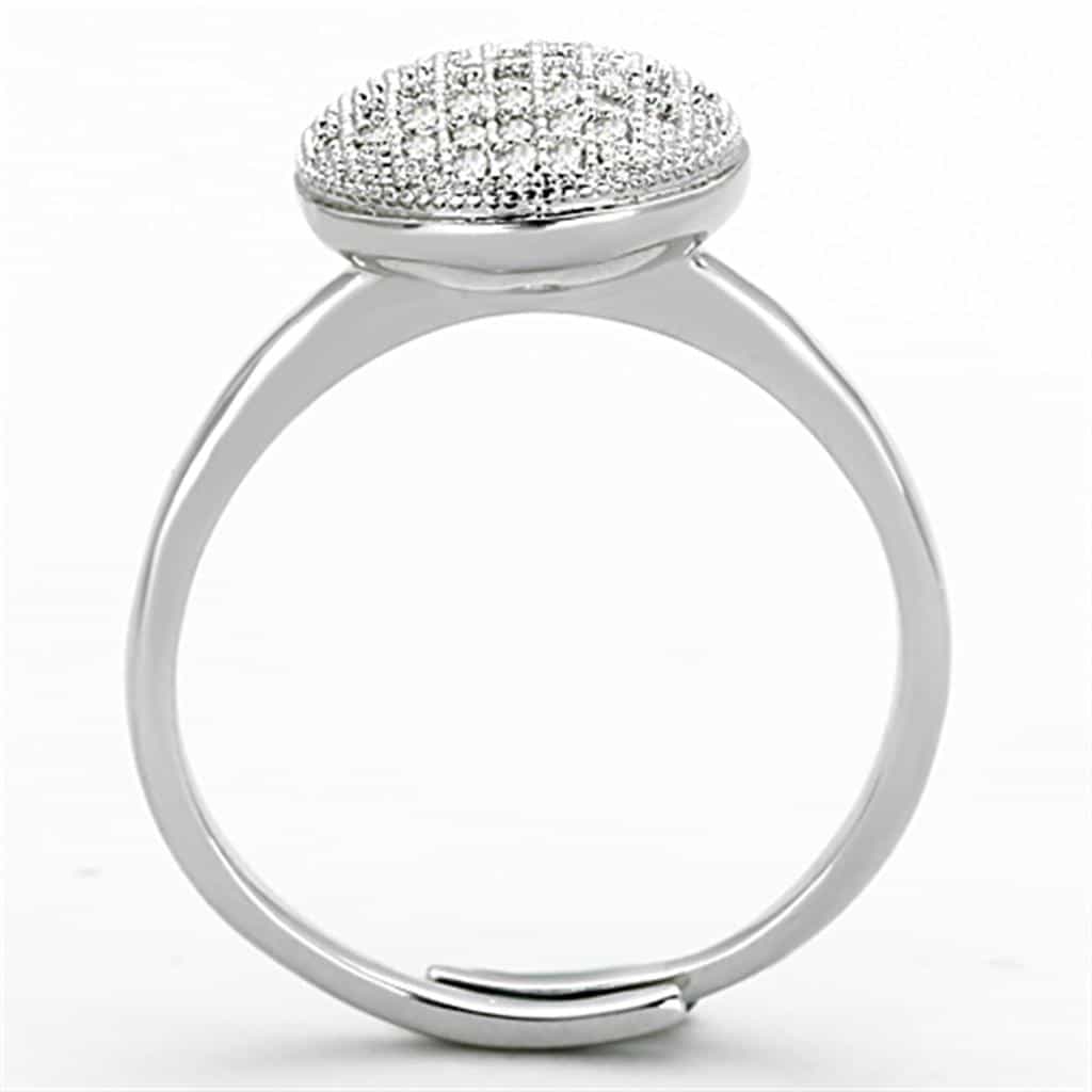 Brass CZ Micro Pave Dome Disc Adjustable Ring view 5