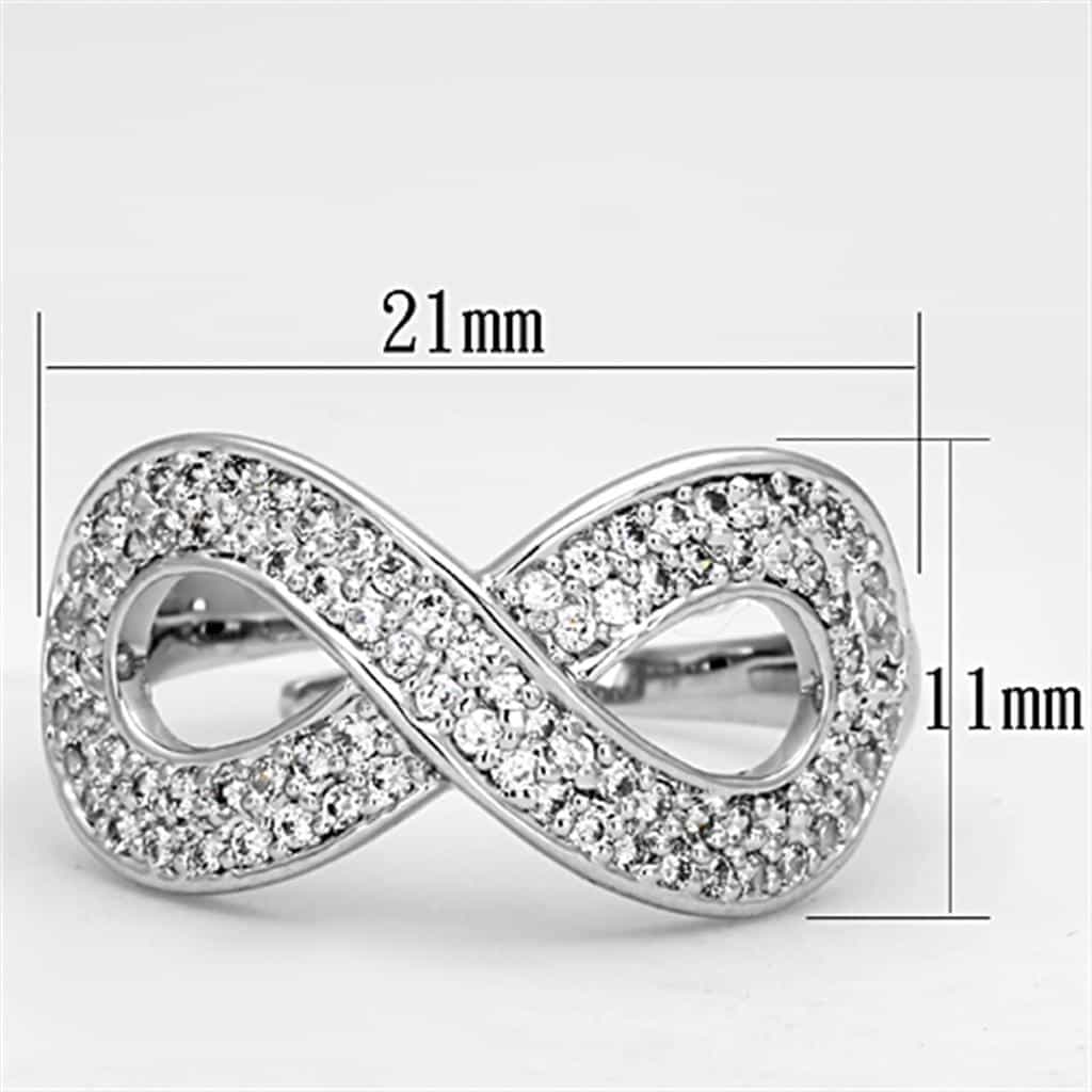 Brass CZ Pave Infinity Figure Eight Open Ring view 3