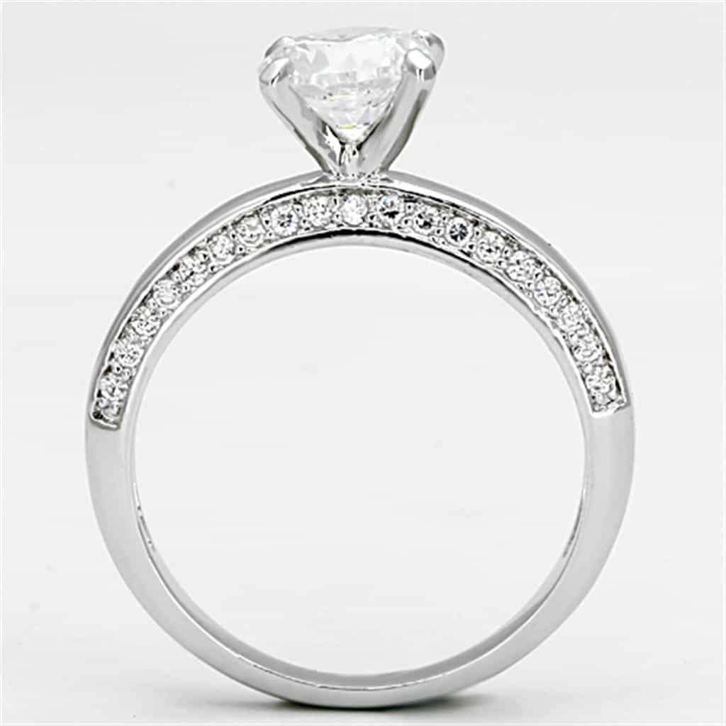 Brass CZ Round Solitaire Cathedral Split Shank Ring view 5