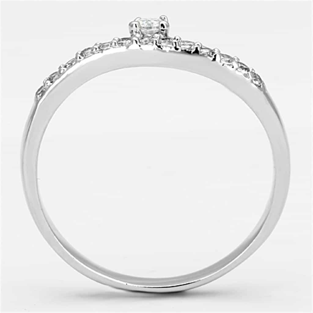 Brass CZ Round Pave Solitaire Tapered Ring view 5
