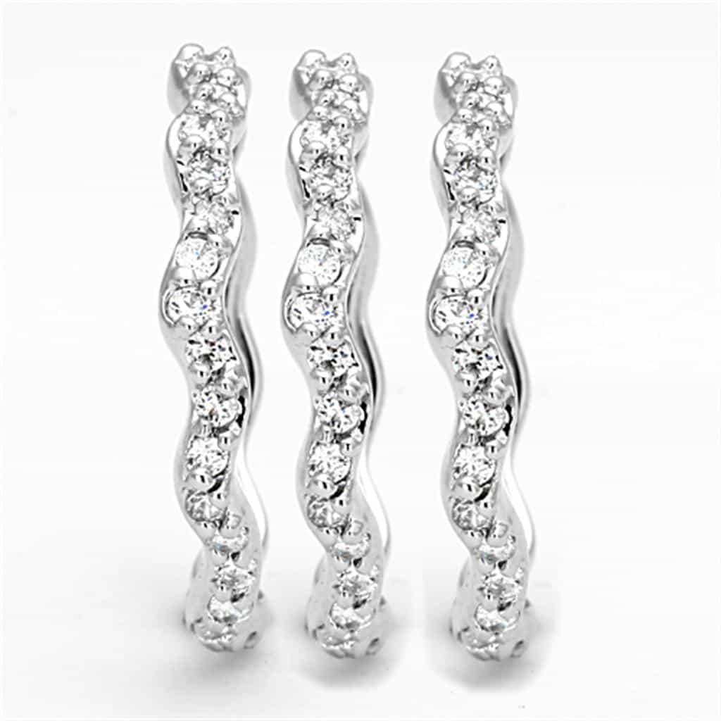 Brass CZ Pave Triple Wave Stackable Set Ring view 7