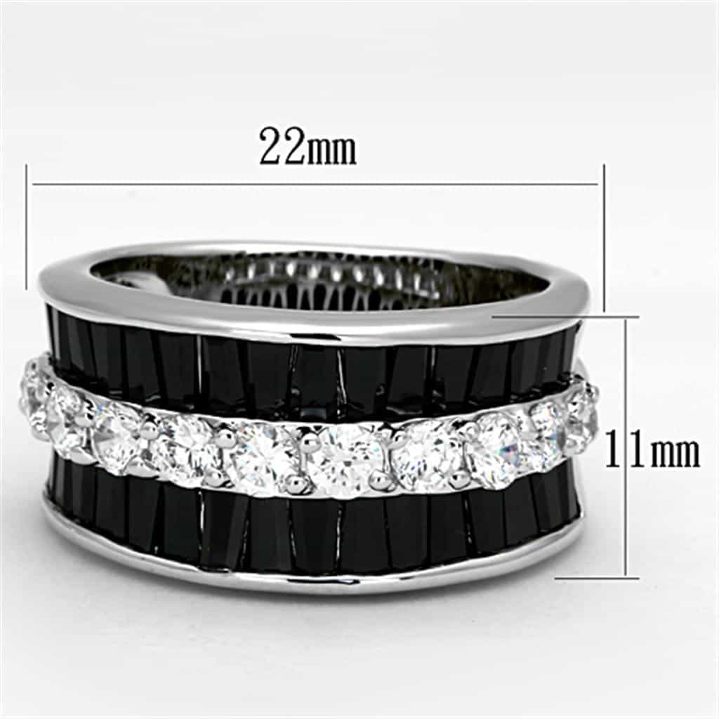 Brass Black CZ Baguette Channel Wide Band Ring view 3