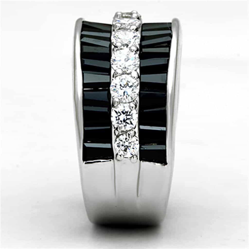 Brass Black CZ Baguette Channel Wide Band Ring view 7