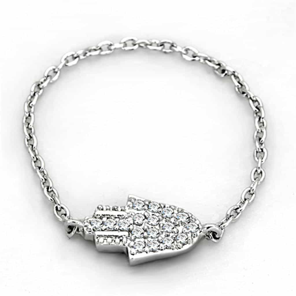 Brass CZ Pave Arrow Chevron Chain Ring view 3