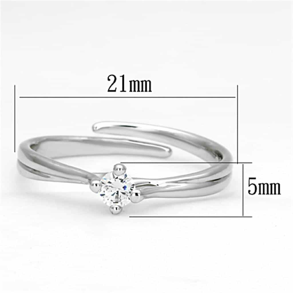 Brass CZ Round Solitaire Thin Adjustable Ring view 3