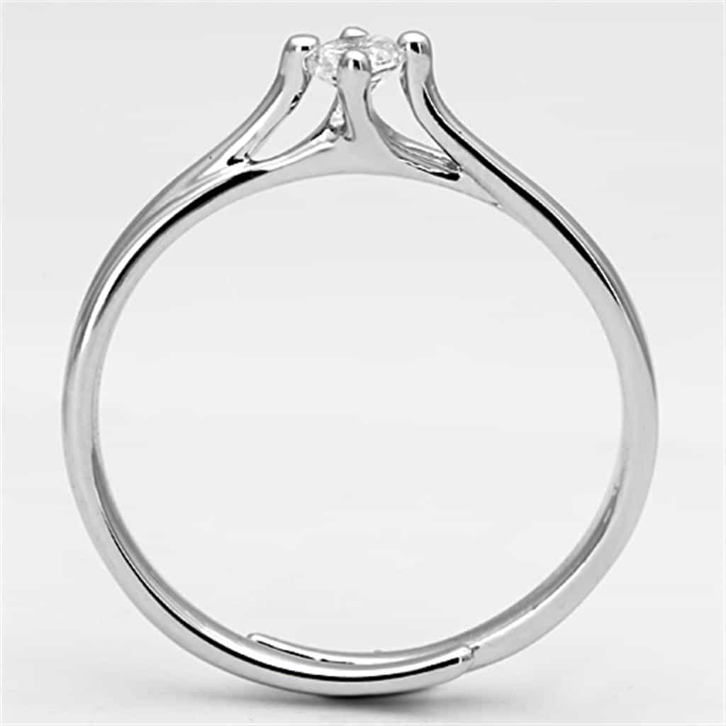 Brass CZ Round Solitaire Thin Adjustable Ring view 5