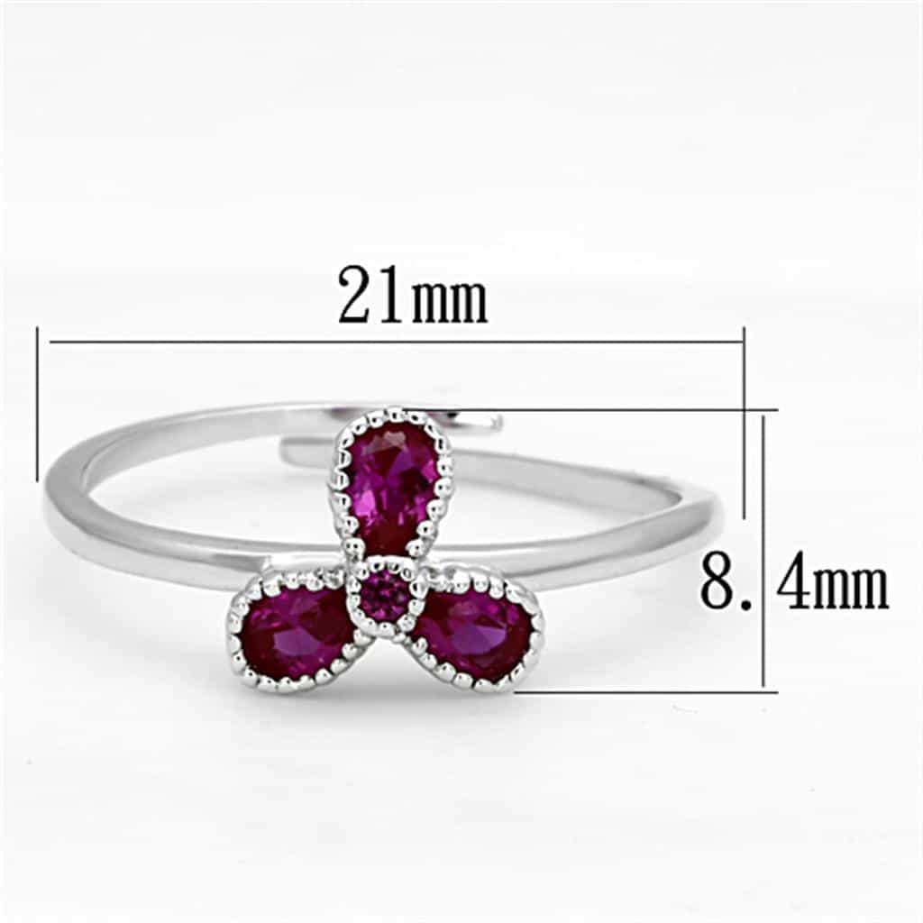 Brass Ruby CZ Triple Pear Trefoil Open Ring view 3