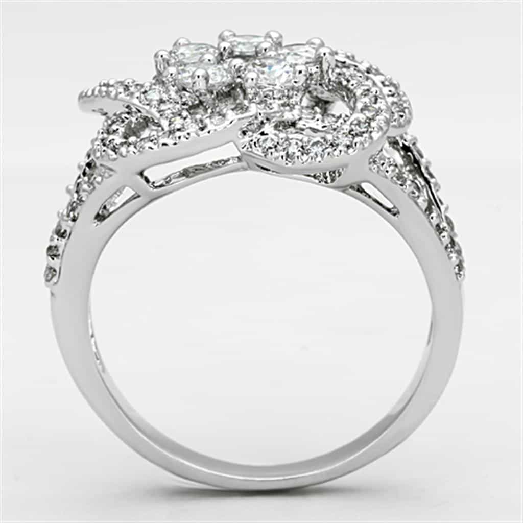 Brass CZ Pave Rose Flower Cutout Dome Ring view 5