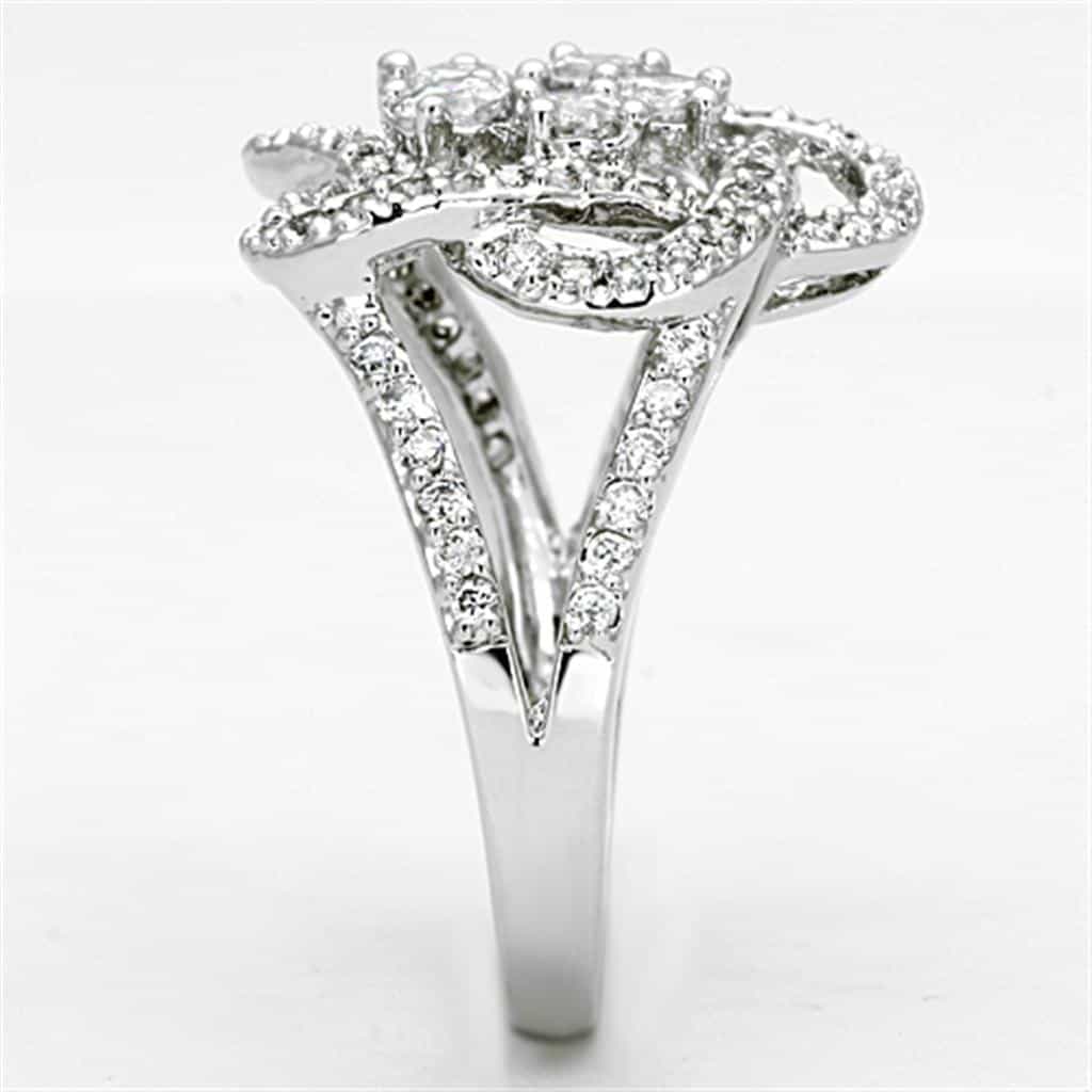 Brass CZ Pave Rose Flower Cutout Dome Ring view 7
