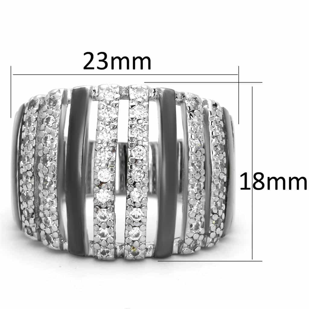 Brass CZ Pave Onyx Stripe Wide Dome Ring view 3