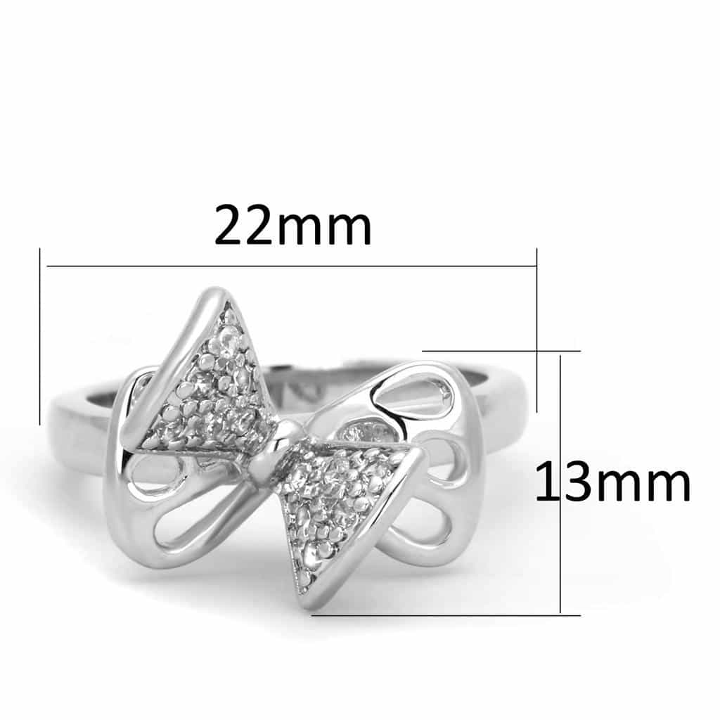 Brass CZ Pave Bow Ribbon Open Cutout Ring view 3